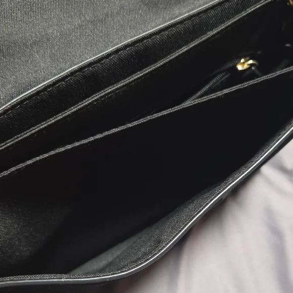 Vince Camuto Black Suede Leather Shoulder Bag with Gold Chain - Picture 13 of 16